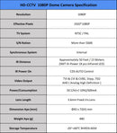 6 Pcs 1080p Dome CCTV Camera Wide Angle Lens Indoor Outdoor Weatherproof Metal casing