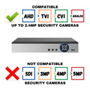8 Channel 8TB HDD H.265 High Profile Standalone Digital Video Recorder Compatible With AHD/TVI/CVI/ Analog Cameras up to 2.4MP