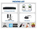 16 Channel 16TB H.265 2 Hard Drive Capacity 5MP Surveillance Video Recorder Compatible With AHD TVI CVI Analog Cameras
