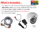 1080P Hybrid AHD/TVI/CVI/Analog Indoor/Outdoor Dome Security Camera with 50 feet premade Cable, CCTV Microphone and 12V DC Power Adapter