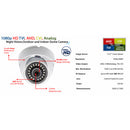 4 Pcs 1080p Dome CCTV Camera Wide Angle Lens Indoor Outdoor Weatherproof Metal casing