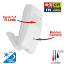 1080p Hidden Nanny Covert PIR Security Camera with Night Vision, Day Night Motion Detector Style AHD TVI CVI Analog Camera Only Indoor Using