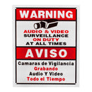 Security Alert Audio & Video Surveillance On Duty at All Times Sign Sticker CCTV Video Surveillance Warning Sign Bilingual English Spanish Size: 9 x11