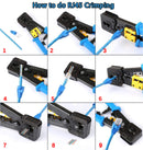 1000 Feet Cat6 UTP Solid Network Ethernet LAN Cable, RJ45 Ethernet Cable Crimping Tool and 10 PCS RJ45 Network Cable Modular Plug CAT5/6 FTP Connectors End Pass Through Lot