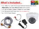 Evertech 1080p HD Dome Security Camera with CCTV Microphone 12V DC Adapter and 50ft Video Power and Audio Cable Set