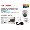 HD 1080p Dome Security Cameras Set of 8 w/Power Supply Distribution Box