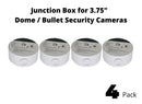 4 Pack White 3.75" Camera Mounting Base Junction Outlet Box for Dome or Bullet CCTV Security Cameras