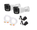 2 Pcs HD 1080P Weatherproof Indoor Outdoor Bullet Security Cameras with Power Supply Adapter and 100ft Cable Set