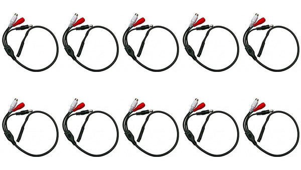 High Sensitive Audio Pickup Device External Amplified Mini Spy Microphone With Power Plug Splitter for CCTV Security Camera Audio Surveillance (Pack of 10)