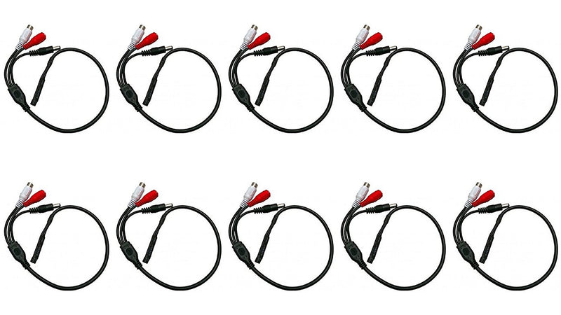 High Sensitive Audio Pickup Device External Amplified Mini Spy Microphone With Power Plug Splitter for CCTV Security Camera Audio Surveillance (Pack of 10)