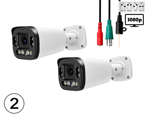 2 pcs. Evertech 1080P HD TVI AHD CVI Day Night Vision Indoor Outdoor CCTV Bullet Security Camera