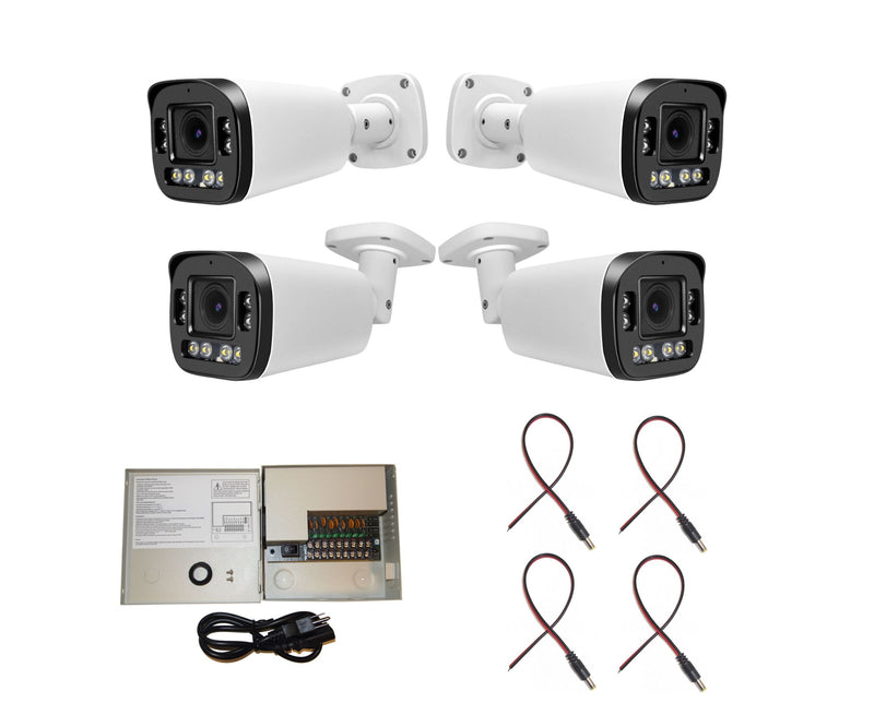 4 pcs. Evertech 1080P HD TVI AHD CVI Day Night Vision Indoor Outdoor CCTV Bullet Security Camera with 4 Channel Power Supply box