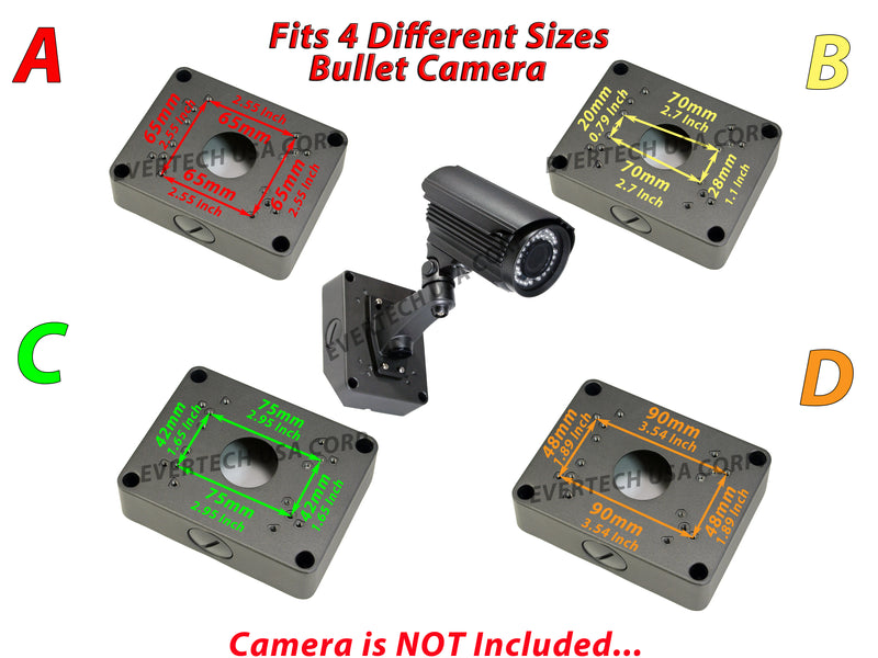 Black/Gray 5.3" Camera Base Junction Outlet Box for Adjustable Lens Bullet CCTV Security Cameras