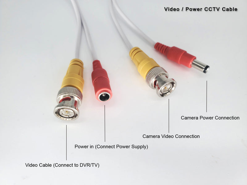 Evertech 1080p Bullet Security Camera Set with 50ft pre-Made Cable and 12V DC Power Supply Adapter