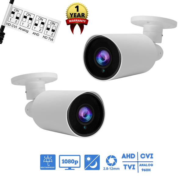 2 pcs. Evertech 1080P HD TVI AHD CVI Day Night Vision Indoor Outdoor CCTV Bullet Security Camera