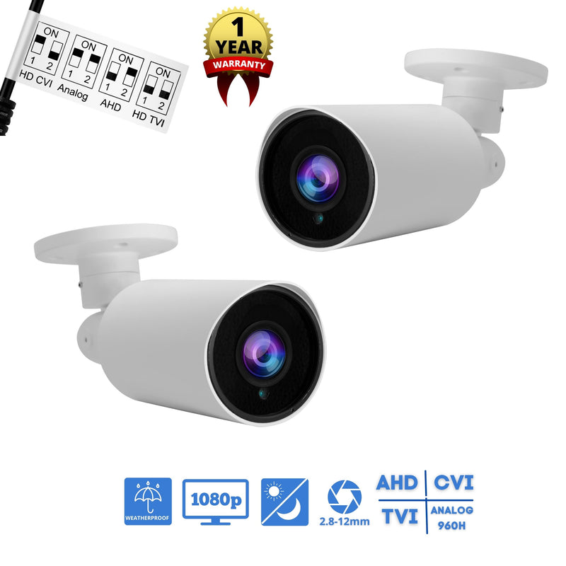 2 pcs. Evertech 1080P HD TVI AHD CVI Day Night Vision Indoor Outdoor CCTV Bullet Security Camera