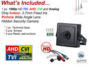 1080p HD 4in1 AHD TVI CVI, ANALOG Indoor Hidden Camera with Pinhole Lens