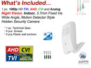 1080p Hidden Nanny Covert PIR Security Camera with Night Vision, Day Night Motion Detector Style AHD TVI CVI Analog Camera Only Indoor Using