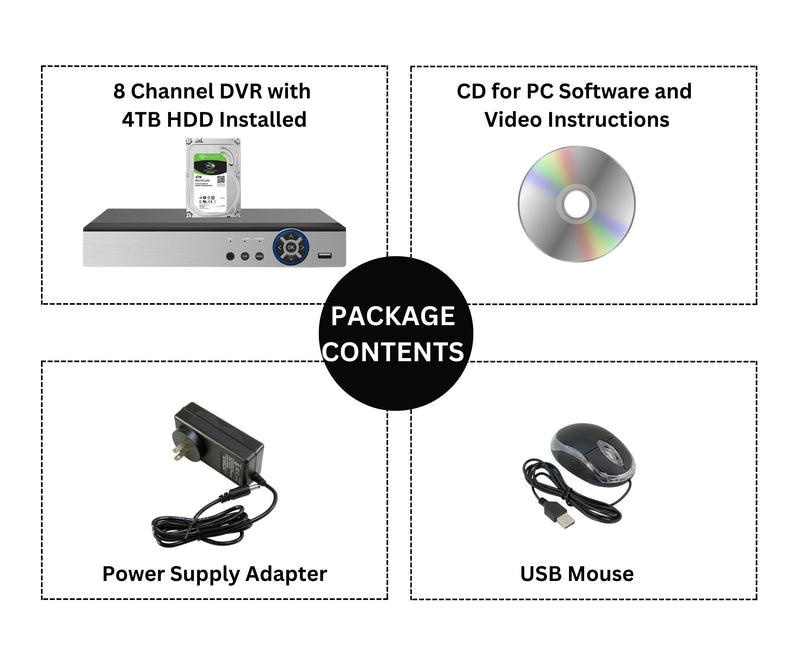 8 Channel 4TB HDD Realtime H.265 High Profile Standalone Digital Video Recorder Compatible With AHD/TVI/CVI/ Analog Security Cameras