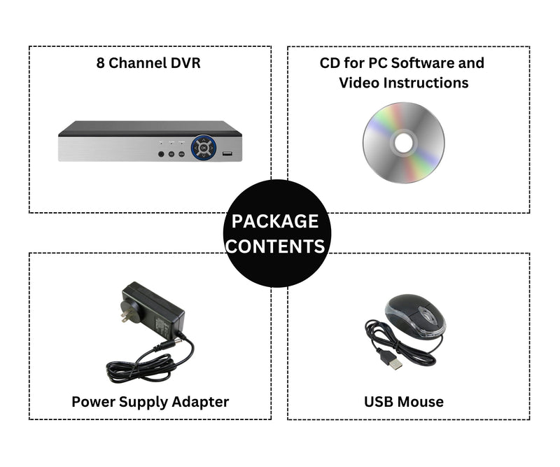 8 Channel HD Realtime H.265 High Profile Standalone Digital Video Recorder Compatible With AHD/TVI/CVI/ Analog Cameras (Hard Drive not included)