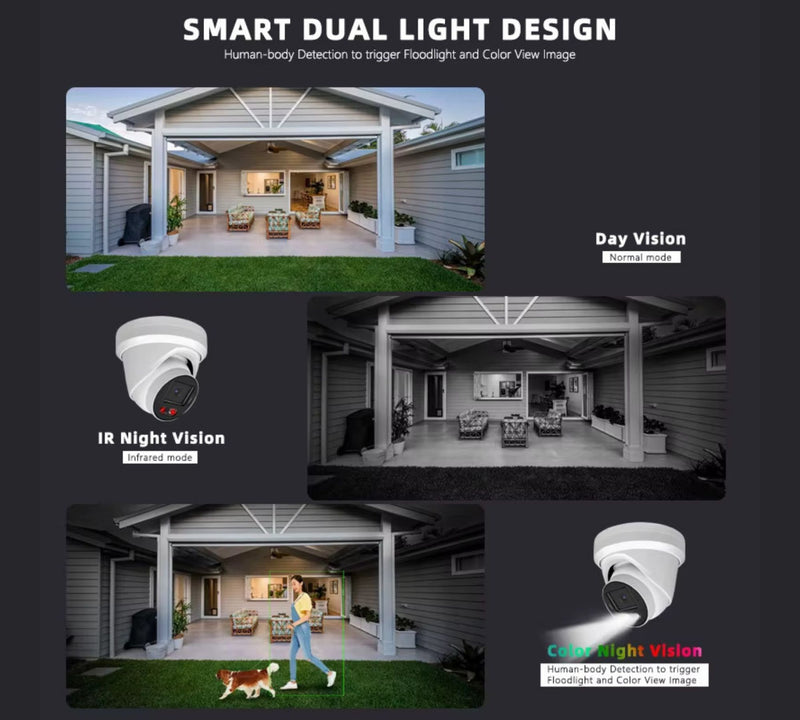 H.265 5MP Indoor Outdoor PoE IP Security Dome Camera with Audio and 2.8mm Fixed Wide Angle Lens