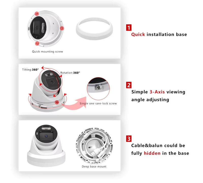 H.265 5MP Indoor Outdoor PoE IP Security Dome Camera with Audio and 2.8mm Fixed Wide Angle Lens