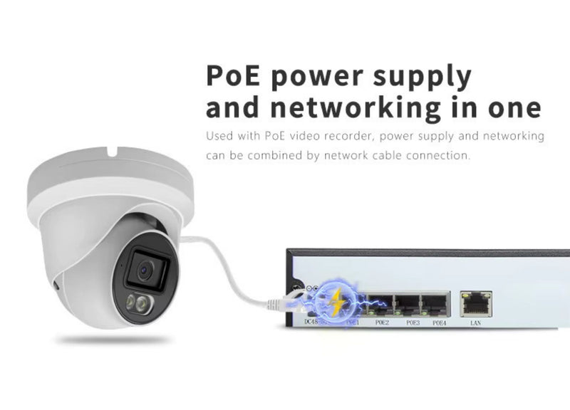 H.265 5MP Indoor Outdoor PoE IP Security Dome Camera with Audio and 2.8mm Fixed Wide Angle Lens