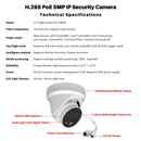 H.265 5MP Indoor Outdoor PoE IP Security Dome Camera with Audio and 2.8mm Fixed Wide Angle Lens