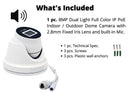 H.265 8MP Indoor Outdoor PoE IP Security Dome Camera with Audio and 2.8mm Fixed Wide Angle Lens