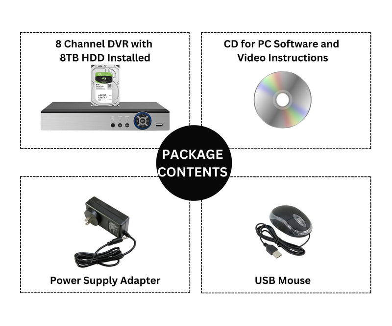 8 Channel 8TB HDD H.265 High Profile Standalone Digital Video Recorder Compatible With AHD/TVI/CVI/ Analog Cameras up to 2.4MP