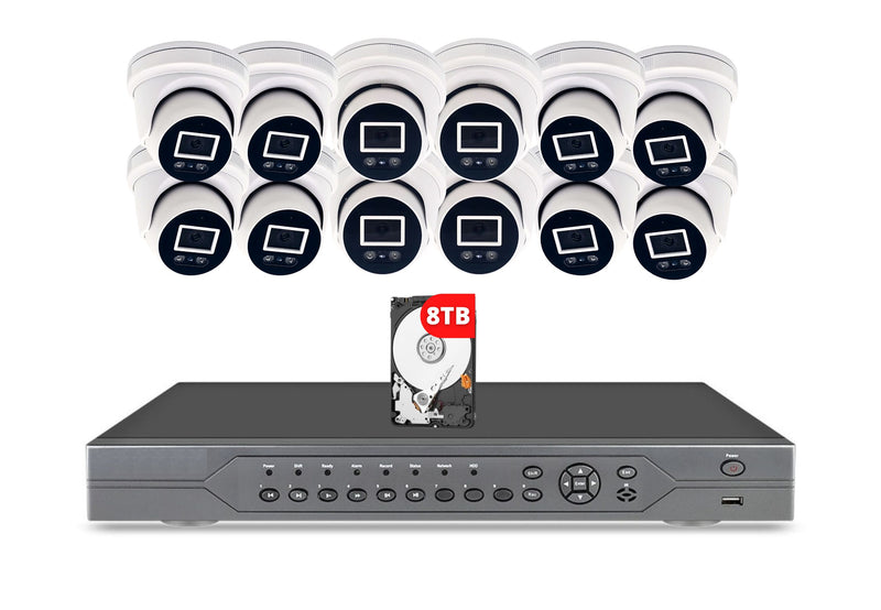 16 Channel 8TB H.265 HD 4K 8MP Network Video Recorder with 12 PoE IP Security Cameras with Audio (No Cables)