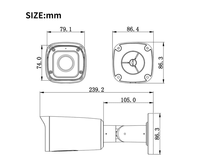 Evertech 1080p Bullet Security Camera Set with 50ft pre-Made Cable and 12V DC Power Supply Adapter