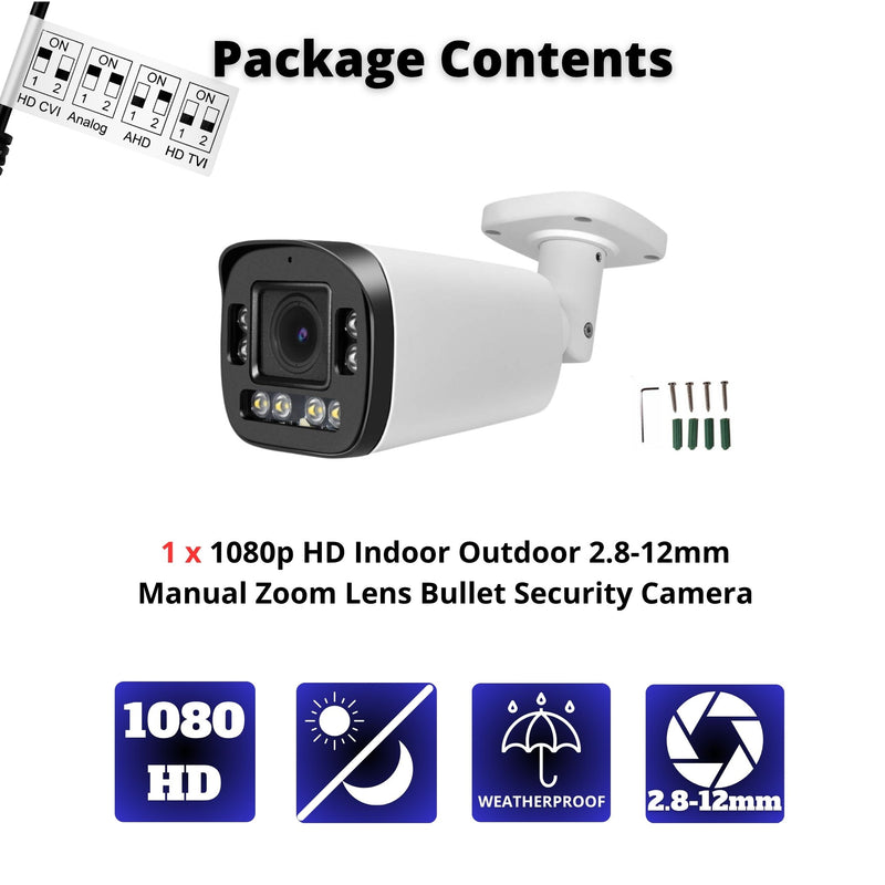 Evertech 1080P HD TVI AHD CVI Day Night Vision Indoor Outdoor CCTV Bullet Security Camera