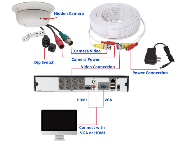 Evertech 8 Channel H265 DVR 2TB Hard Drive 1080p HD Smoke Detector Hidden Security Camera