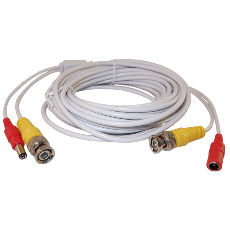 6pcs 25 Feet White Power Video PreMade Cable for CCTV Surveillance System
