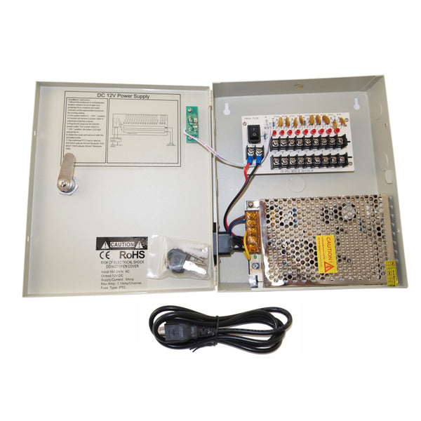 9 Channel 12V Stabilized Power Supply Box For CCTV Camera Surveillance System