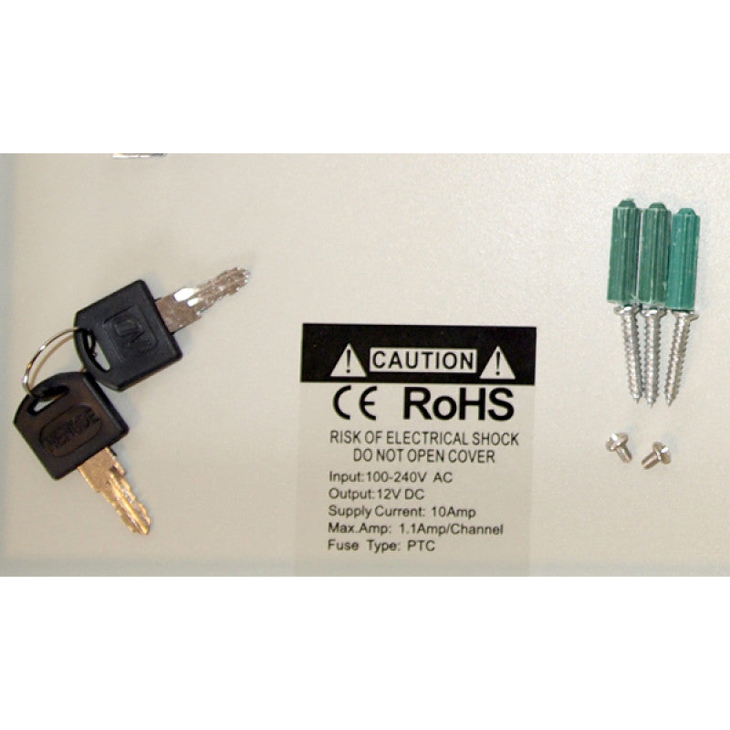 EV-PB18-10P Power Box - 18 Ch Channel 12 Volt DC Output CCTV Distributed Power Supply Box with 18pcs DC Male Pigtail