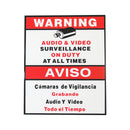 Security Alert Audio & Video Surveillance On Duty at All Times Sign Sticker CCTV Video Surveillance Warning Sign Bilingual English Spanish Size: 9 x11