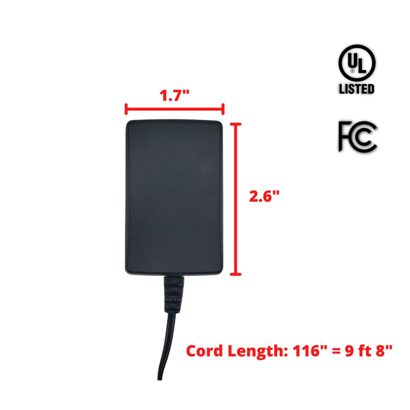 12V DC 1.5A Power Supply Adapter 1500mA Wall Charger for 12 Volt Electronics 2.1mm x 5.5mm Plug