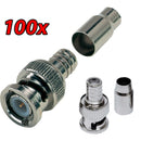 100 PCS BNC Crimp-on Male Connectors For Siamase RG59 Cable Coax Cable Adapter for Security Camera