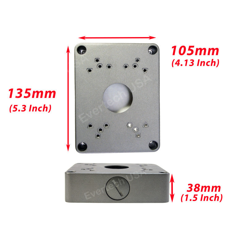 Black/Gray 5.3" Camera Base Junction Outlet Box for Adjustable Lens Bullet CCTV Security Cameras