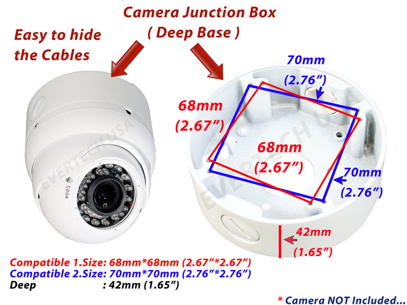 4 Pack White 4.75" Camera Big Deep Base Junction Outlet Box for Varifocal Adjustable Lens Dome CCTV Security Cameras