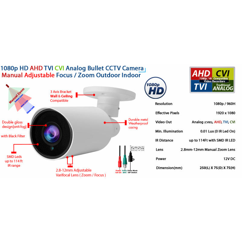 16 Channel Surveillance System w/ 2TB Hard Drive and 8 x 1080p Indoor Outdoor IR Bullet Security Cameras