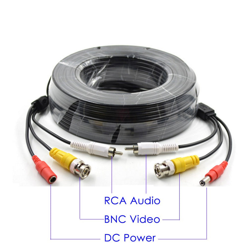 50 Feet Pre-Made Cable with Video Audio & Power for CCTV Security Camera