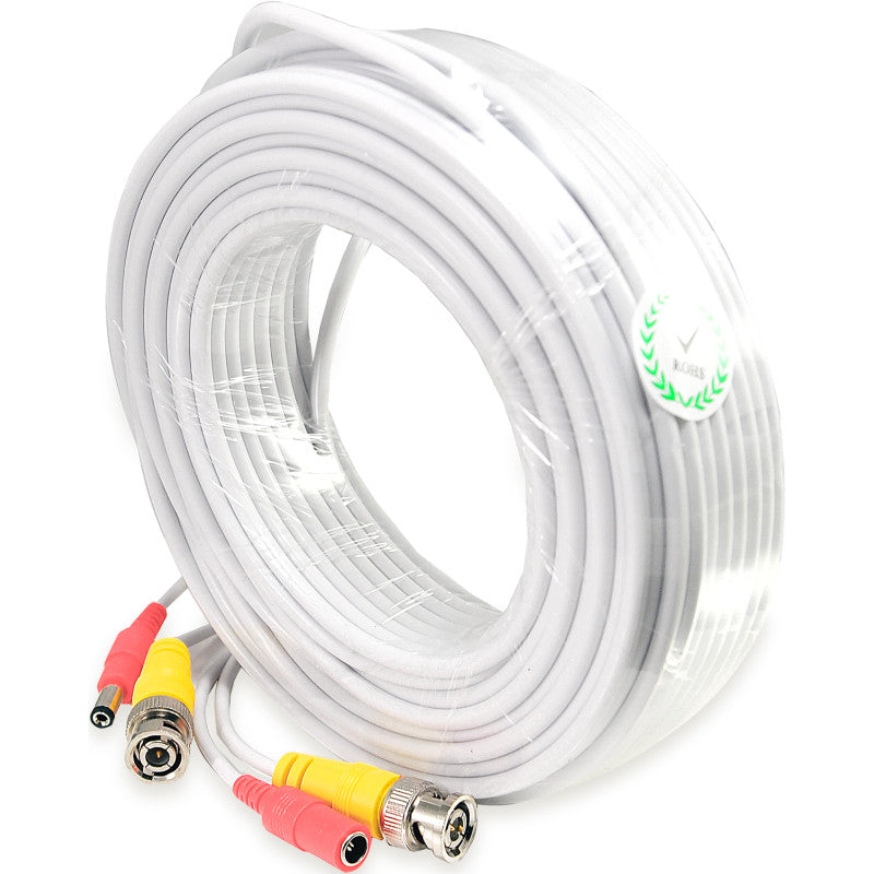 EV-C100VP-W : 16pcs. 100 Feet White Cable CCTV Security Camera Power Video Cabe Ready Made Cable Power + Video