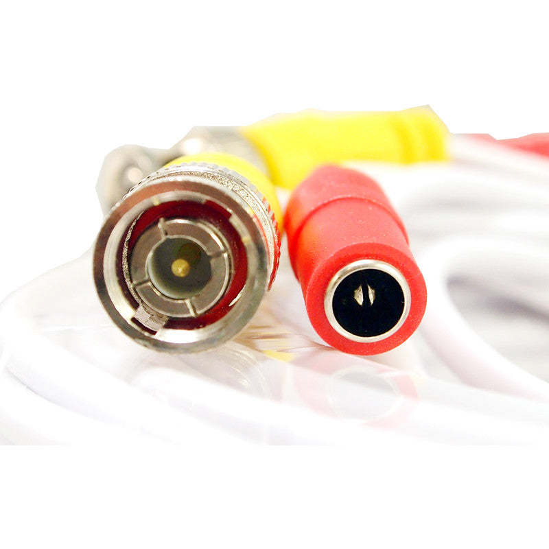 100 Feet White ready made cable with power and video for CCTV Surveillance System