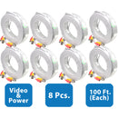 EV-C100VP-W : 8pcs. 100 Feet White Cable CCTV Security Camera Power Video Cabe Ready Made Cable Power + Video