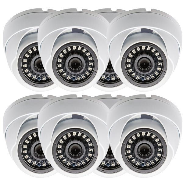 8 Pcs 1080p Dome CCTV Camera Wide Angle Lens Indoor Outdoor Weatherproof Metal casing