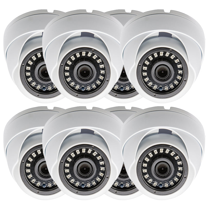 8 Pcs 1080p Dome CCTV Camera Wide Angle Lens Indoor Outdoor Weatherproof Metal casing