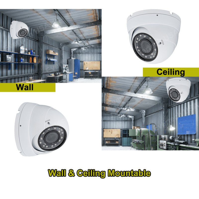 8 Pcs 1080p Dome CCTV Camera Wide Angle Lens Indoor Outdoor Weatherproof Metal casing